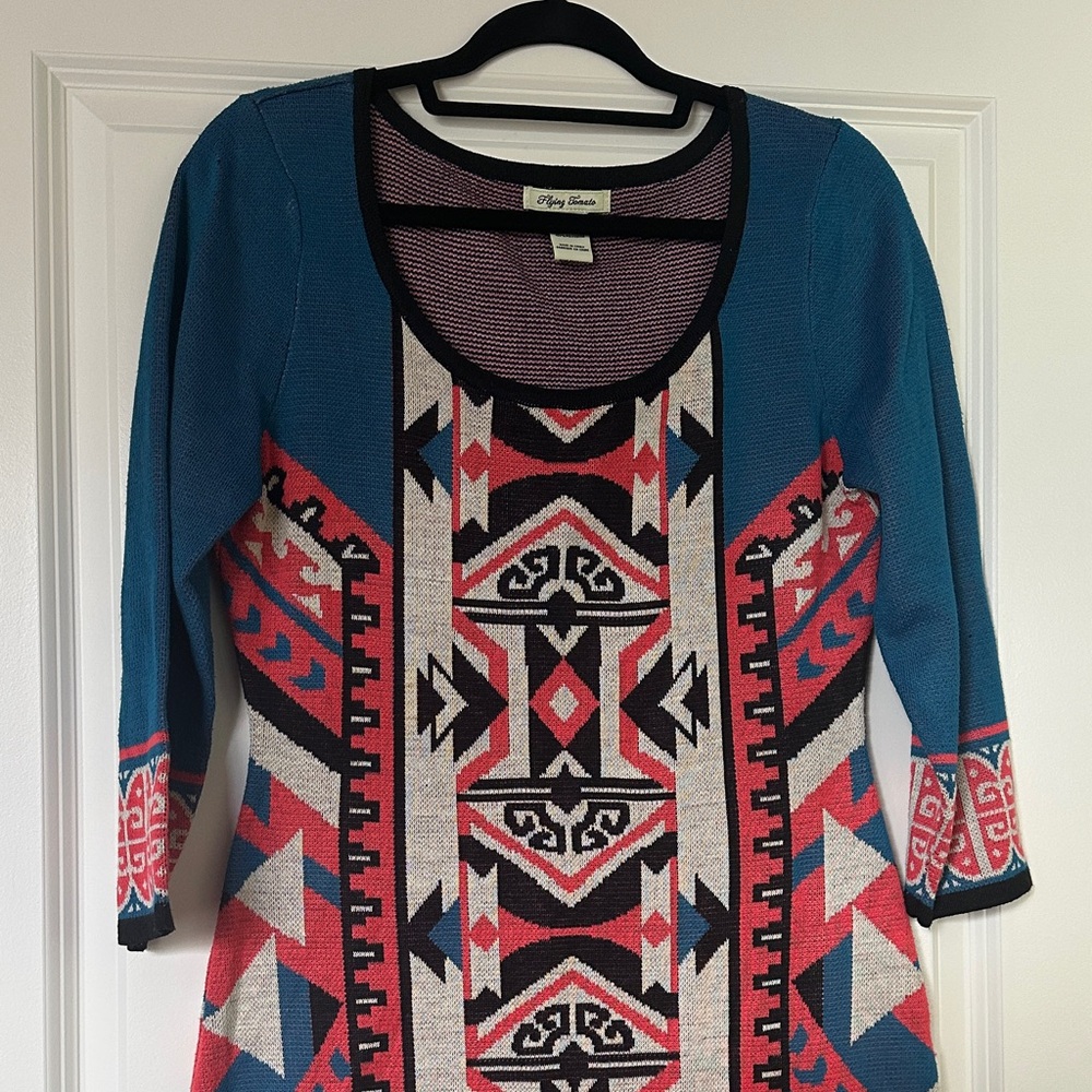 Flying Tomato Blue and Pink Geometric Mini Dress - Picture 2 of 7